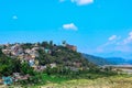 Jammu city houses with view with blue sky and green grass nature background