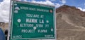 Jammu and Kashmir, India - June 18 2019: Namik La pass sign board at an altitude of 12198fts. This pass exists in between Kargil