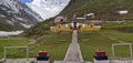 Jammu and Kashmir, India - June 16 2019: Zojila war memorial during a snowy day. During the Indo-Pakistani War of 1947, Zoji La