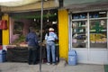 Indian or tibetan people sale and buy food from local grocery in bazaar or market in Thiksey Village at Leh Ladakh city on March