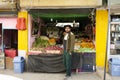 Indian or tibetan people sale and buy food from local grocery in bazaar or market in Thiksey Village at Leh Ladakh city on March Royalty Free Stock Photo