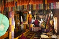 Tibetan people visit praying in Diskit Monastery or Deskit Galdan Tashi Chuling Gompa in the Nubra Valley at Leh Ladakh, India