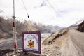 View landscape at viewpoint mountains range with nubra river when evaporated dry at Leh Ladakh in Jammu and Kashmir, India Royalty Free Stock Photo