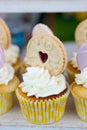 Jammy Dodger Cupcakes in Yellow Cases