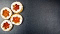 Jammy dodger, occhi di bue, cookies with jam and powdered sugar