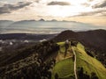 Jamnik, Slovenia little white church, drone shot Royalty Free Stock Photo