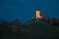 Jamnik, Slovenia - Blue hour at Jamnik with illuminated St. Primoz church