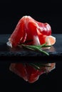 Jamon on a black background Royalty Free Stock Photo