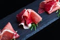 Jamon on a black background Royalty Free Stock Photo