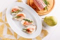 Jamon Cheese Italian Sandwich Top Down Flat Lay Royalty Free Stock Photo