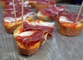 Jamon iberico, the best spanish ham tapas Royalty Free Stock Photo