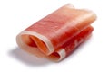 Cured meat ham jamon slice rolled up, paths Royalty Free Stock Photo