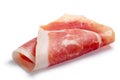 Cured meat ham jamon slice rolled up, paths Royalty Free Stock Photo