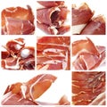 Jamon serrano collage Royalty Free Stock Photo