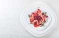 Jamon serrano with rosemary and grape . Royalty Free Stock Photo