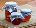 Jams and jellies in glass jars