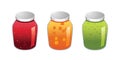 Set of fruit jams in glass on white background.version2 Royalty Free Stock Photo