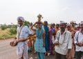Closeup of Pilgrims marching, Jamunai, Karnataka, India
