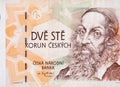 Jan Amos Komensky portrait from Czech money 200 Czech Korun bank note