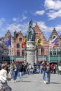 Jan Breydel and Pieter de Coninck Monument on the Market Square (Grote Markt), Bruges, Belgium