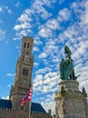 The Jan Breydel and Pieter de Coninck statue in Bruges Brugge, Belgium Royalty Free Stock Photo