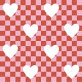 White Hearts on Pink and Red Checkered Pattern Royalty Free Stock Photo