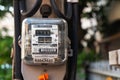 12 Jan 2019, Electric Watthour Meter in the Front of House, Bangkok Thailand Royalty Free Stock Photo