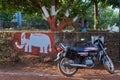 Elephent painted on wall of Park gardan Dapoli Konkan Maharashtra INDIA asia