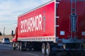 Jan 3, 2020 Fremont / CA / USA - Bodyarmor branded truck driving on the freeway; Bodyarmor SuperDrink stylized as BODYARMOR is