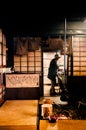 Japanese style room with Tatami and traditional fireplace Royalty Free Stock Photo