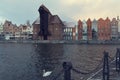 3 JAN 2019 Gdansk, Poland National maritime museum and the Crane in old town in the morning