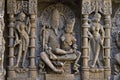 God and goddesses sculptures at stepwell Rani ki vav, an intricately constructed historic site in Gujarat Royalty Free Stock Photo