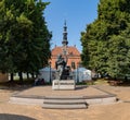 Jan Hevelius Statue and Gdansk Old City Hall Royalty Free Stock Photo