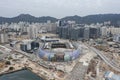 Aerial view of Kai Tak Sports Park under construction - main venue