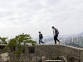 Citizens walk on the Devil`s Peak Battery .Devil`s Peak Battery is a former fort in Hong Kong, located in Devil`s Hill, Yau Tong,k