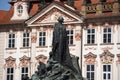 Jan Hus Memorial (designed by Ladislav Saloun) in Old town square in Prague, Czech Republic. Royalty Free Stock Photo