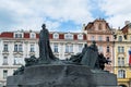 Jan Hus Memorial statue, a very important one and a symbol of strength to the people of Bohemia, at one end of Old Town Square, Royalty Free Stock Photo