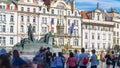 Jan Hus Memorial timelapse designed by Ladislav Saloun in Old town square in Prague, Czech Republic.