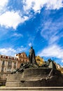 The Jan Hus monument at the old town square in Prague Royalty Free Stock Photo