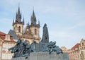 Jan Hus Monument on the Old Town Square in Prague Royalty Free Stock Photo