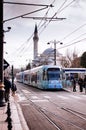 Tram at Sultan Ahmet Blue mosque bus stop , Istanbul