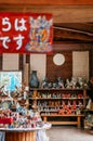 Ceramic Shisa lion guardian model in souvenir shop, Naha, Okinawa