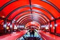 Futuristic red escalator tunnel in Japan Royalty Free Stock Photo