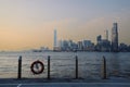 Jan 12 2024 Serene Sunset at Urban Waterfront with Lifebuoy