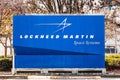 Jan 24, 2020 Sunnyvale / CA / USA - Lockheed Martin sign at the facilities located in Silicon Valley; Lockheed Martin Space Royalty Free Stock Photo