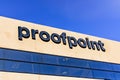 Jan 29, 2020 Sunnyvale / CA / USA - Proofpoint logo at their headquarters in Silicon Valley; Proofpoint is an enterprise security