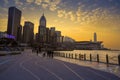Sunset Silhouette Cityscape with Waterfront Promenade Jan 12 2024