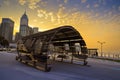 Sunset Silhouette Cityscape with Waterfront Promenade Jan 12 2024