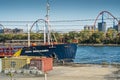 Jana Desgagnes Boat moored at the port of Montreal with amusement park as background