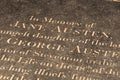 Jane Austen`s Grave in Winchester Cathedral, UK